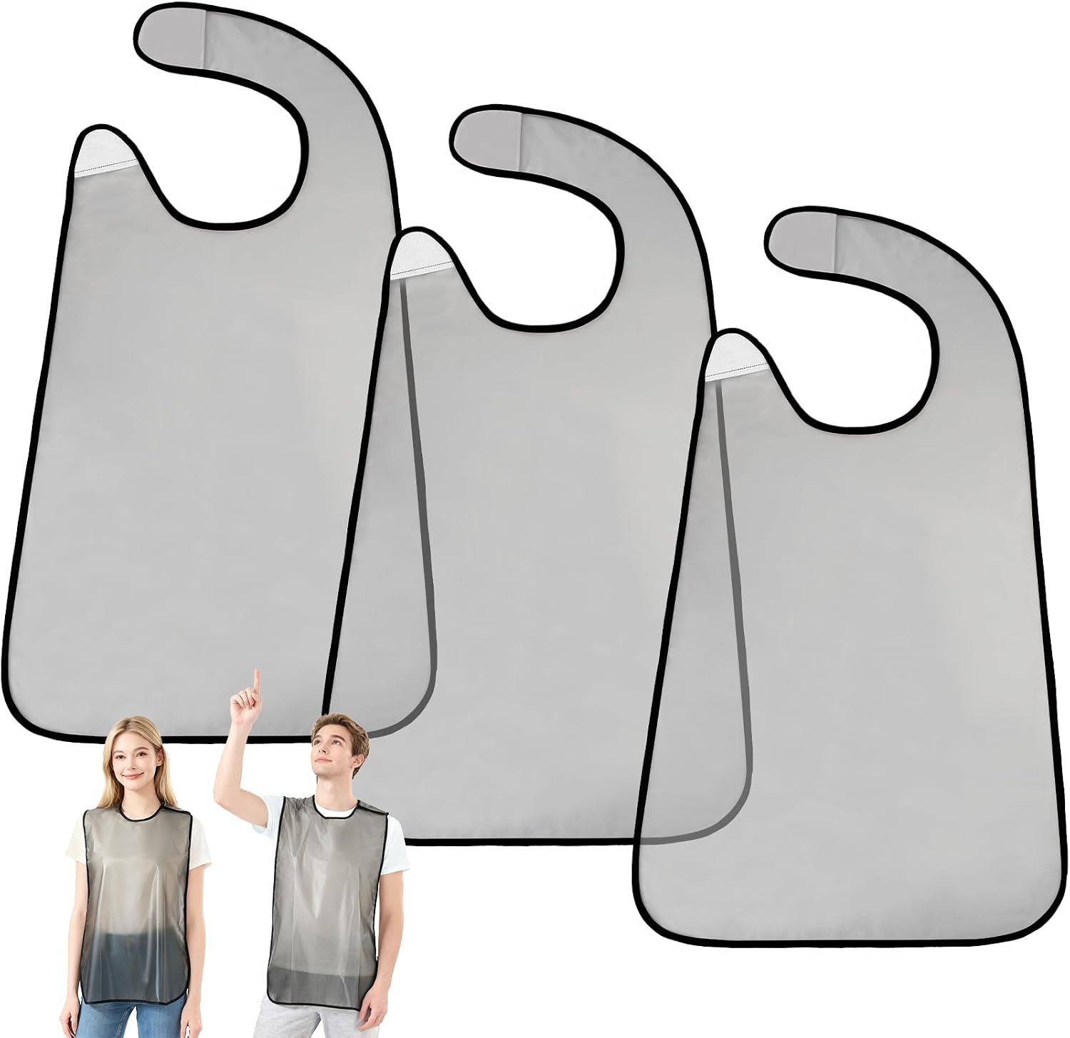 Waterproof Bibs Apron for Women Men Chef Cooking, Adult Bib Clothing Protector, Reusable Dining Bibs for Elderly