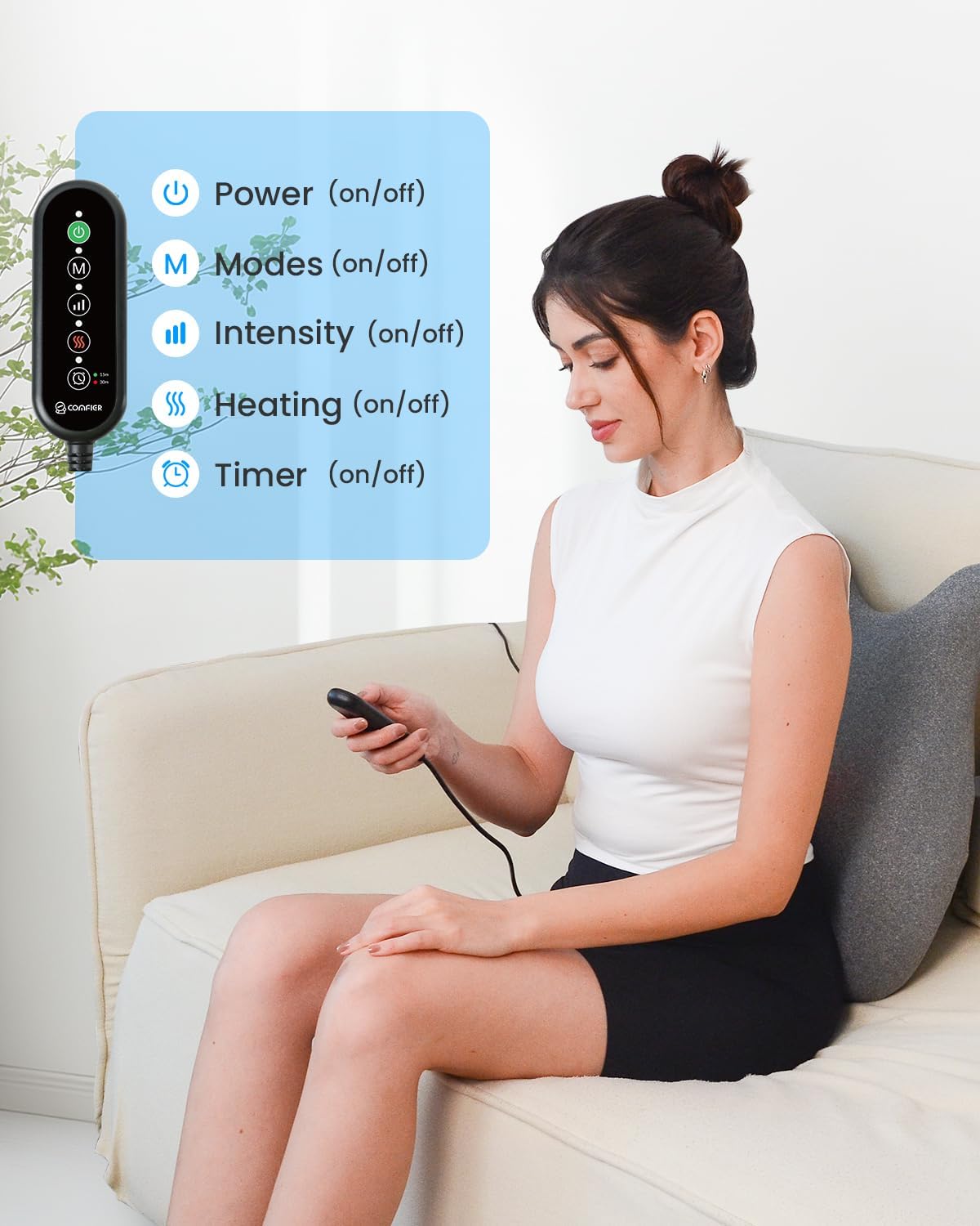 COMFIER Memory Foam Lumbar Support Cushion Graphene Heat Office Chair Use - Image 8