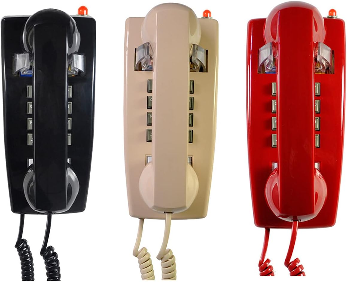 Red Wall Phone, Analog Corded Mounted Phone with Loud Traditional Bell, Classic Landline Phone with Handset Volume Control - Image 5