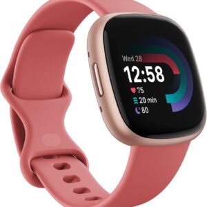 Fitbit Google Versa 4 Fitness Smartwatch with 3 Months Google Health Membership Included and up to 6 days battery life – compatible with iOS & Android, Pink Sand/Copper Rose Aluminium