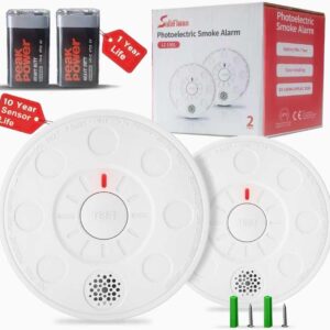 Smoke Alarm for Home, Smoke Detectors with Test Silence Button Certified EN 14604:2005+AC:2008 Advanced 10 Year Optical Sensor, Low Battery Warning for Enhanced Home Safety 2 pack