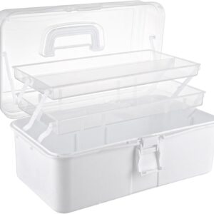 ASelected 3 Layer Craft Storage Box 3 Layers Plastic Cantilever Craft Medicine Organizer Tools Cosmetic Pens Sewing For Medicine, Tools, Art Materials,Toy,Cosmetic (White)