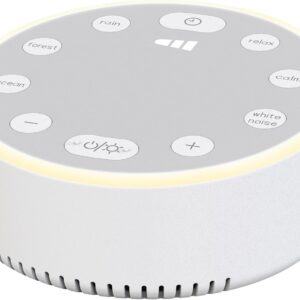 Groov-e Serenity – Sleep Aid Machine – White Noise Device with Six Sounds, Night Light, & Timer – Rechargeable Battery – White