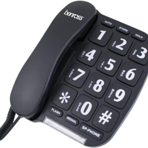 Benross 44570 Jumbo Big Button Home Landline Telephone for Elderly and Disabled/Black/Hands Free Function/Adjustable Volume/Number Memory and Redial Function/Desk or Wall Mountable