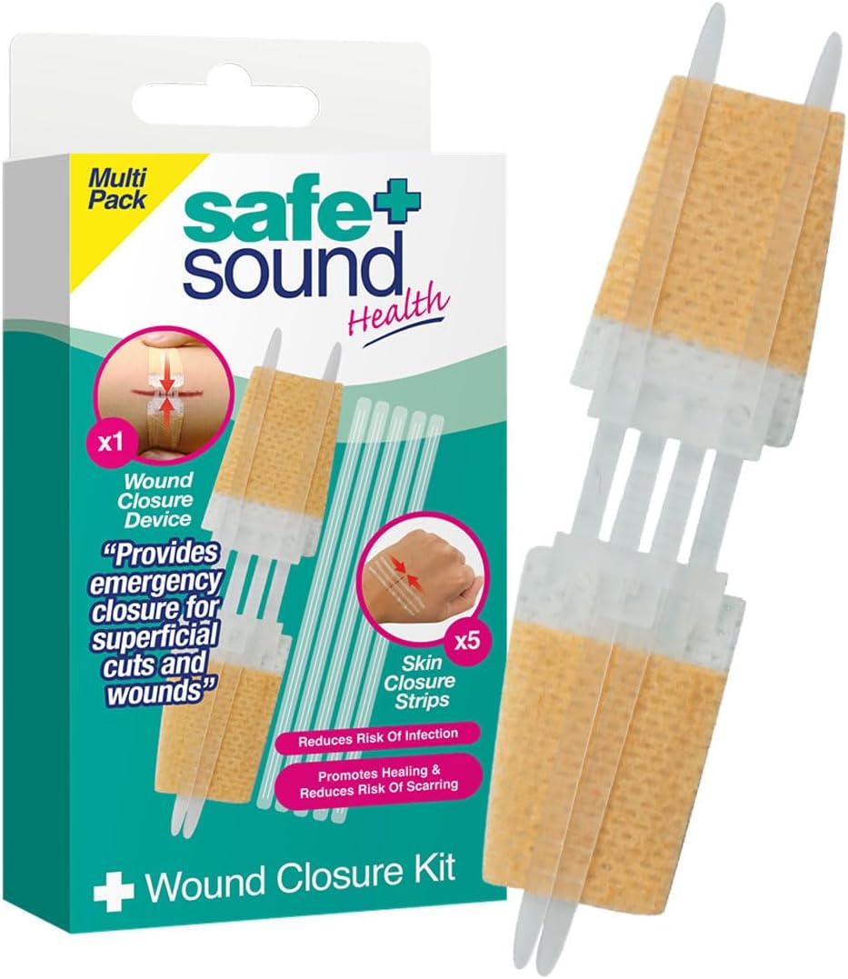 Safe & Sound Health Wound Closure Kit – Emergency First Aid for Superficial Cuts and Wounds – Promotes Healing & Minimises Scarring