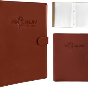 Race Bib Album with 40 Protective Sleeves, Runner’s Bib Number Organizer, Brown Leather