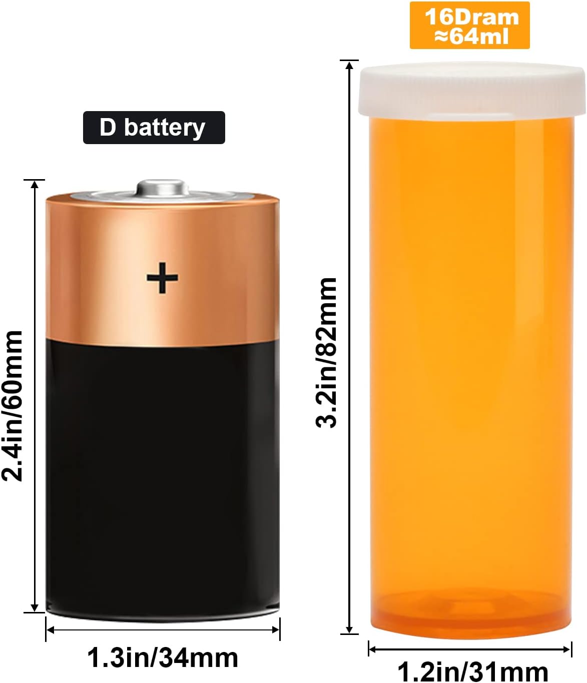 Empty Plastic Pill Bottles with Easy Open Snap Caps (Not Child Resistant), Prescription Medication Vials, Clear Containers, Pill Cases Dispenser Organizers (16 Dram, 12pcs) - Image 3