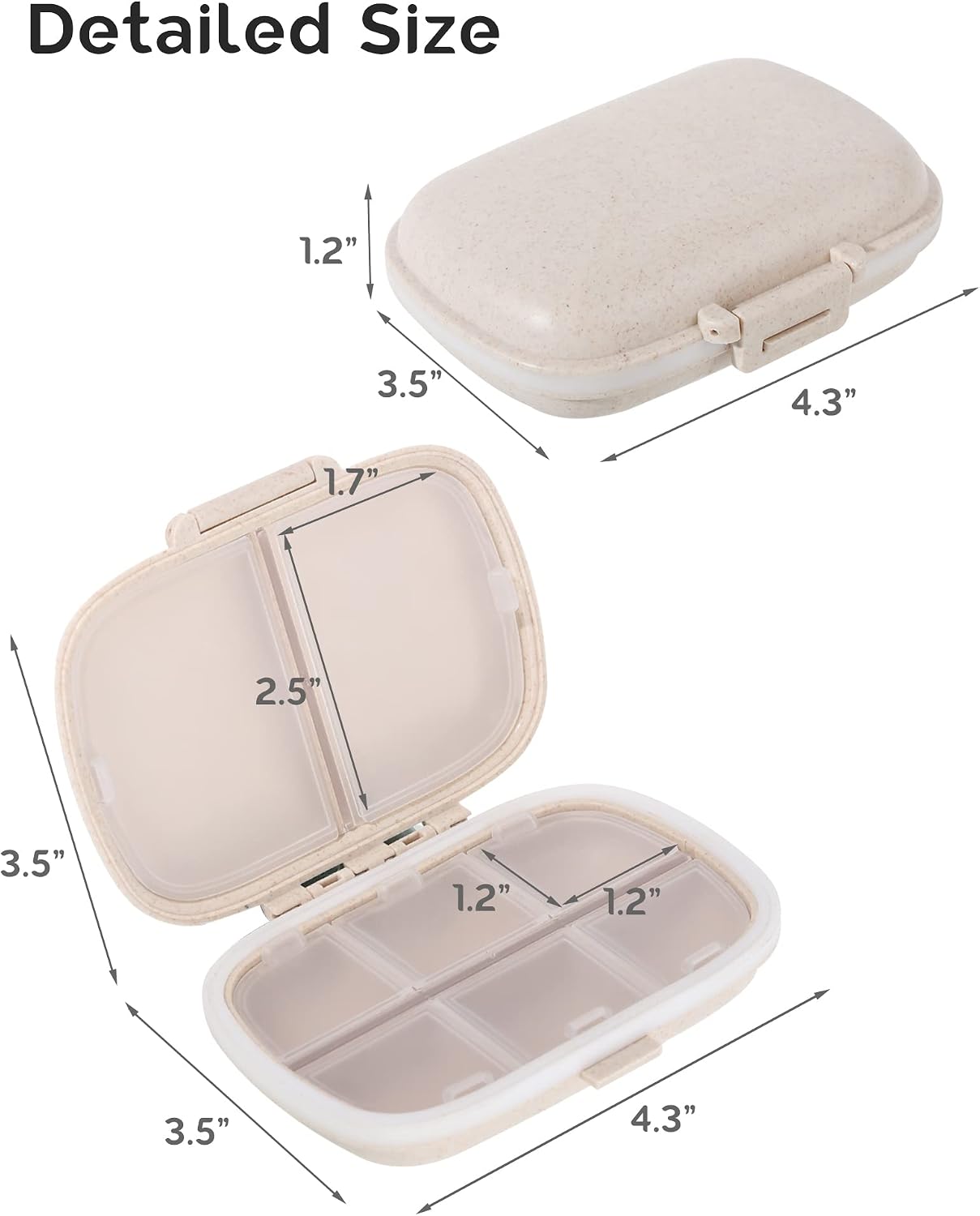 MEACOLIA 3 Pack Travel Pill Organizer, 8 Compartments Pill Box - Image 2