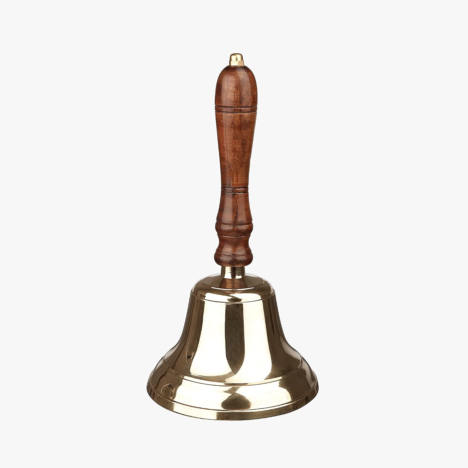 Assorted Collections Traditional Wooden Handle Brass Bell | Last Order Bell With Metal Clapper | Ideal for Hotel, Reception, Dinner, Library, Pub, School | Classic Chimes