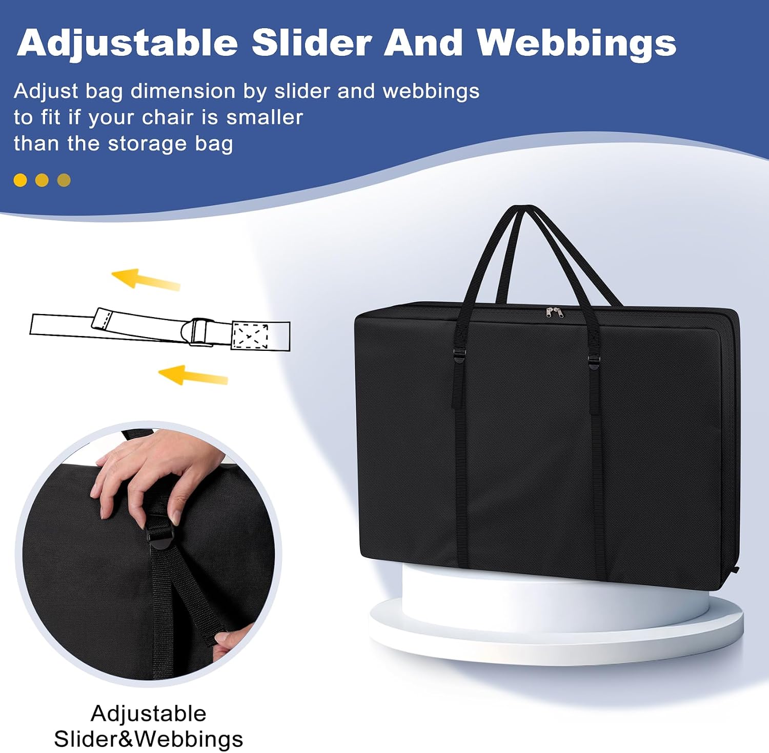 Explore Land Heavy Duty Chair Storage Bag for Folding Longue Chair, Zero Gravity Chair, Light Weight Transport Chair, Folding Rollator Walker (Black) - Image 5