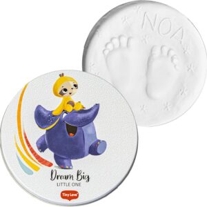 Tiny Love Magic Box Round, Memory Box, Baby Hand and Footprint Kit, Keepsake for Boys and Girls, Dermatologically Tested, All-in-One Clay kit, Newborn Gifts, Nursery Decoration, Tiny Creations