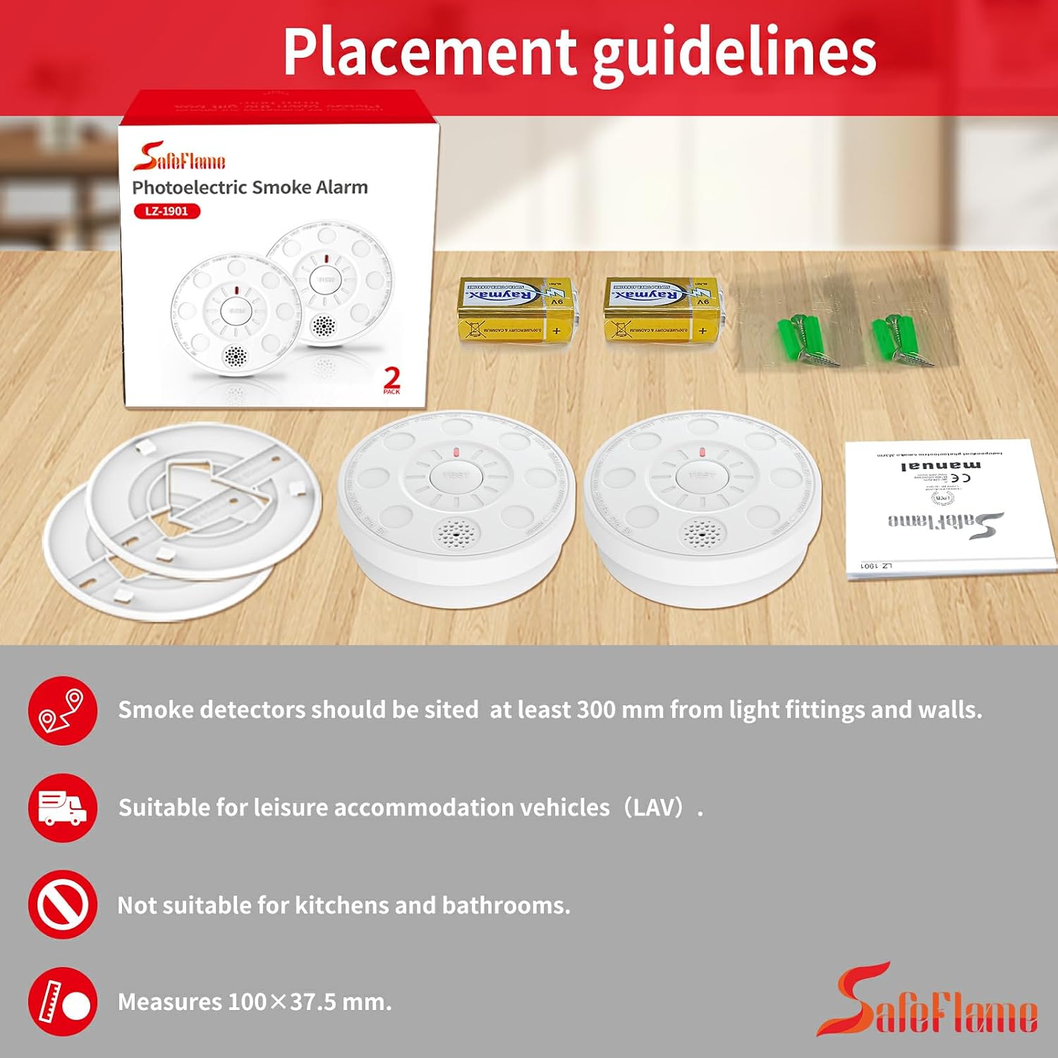 Smoke Alarm for Home, Smoke Detectors with Test Silence Button Certified EN 14604:2005+AC:2008 Advanced 10 Year Optical Sensor, Low Battery Warning for Enhanced Home Safety 2 pack - Image 7