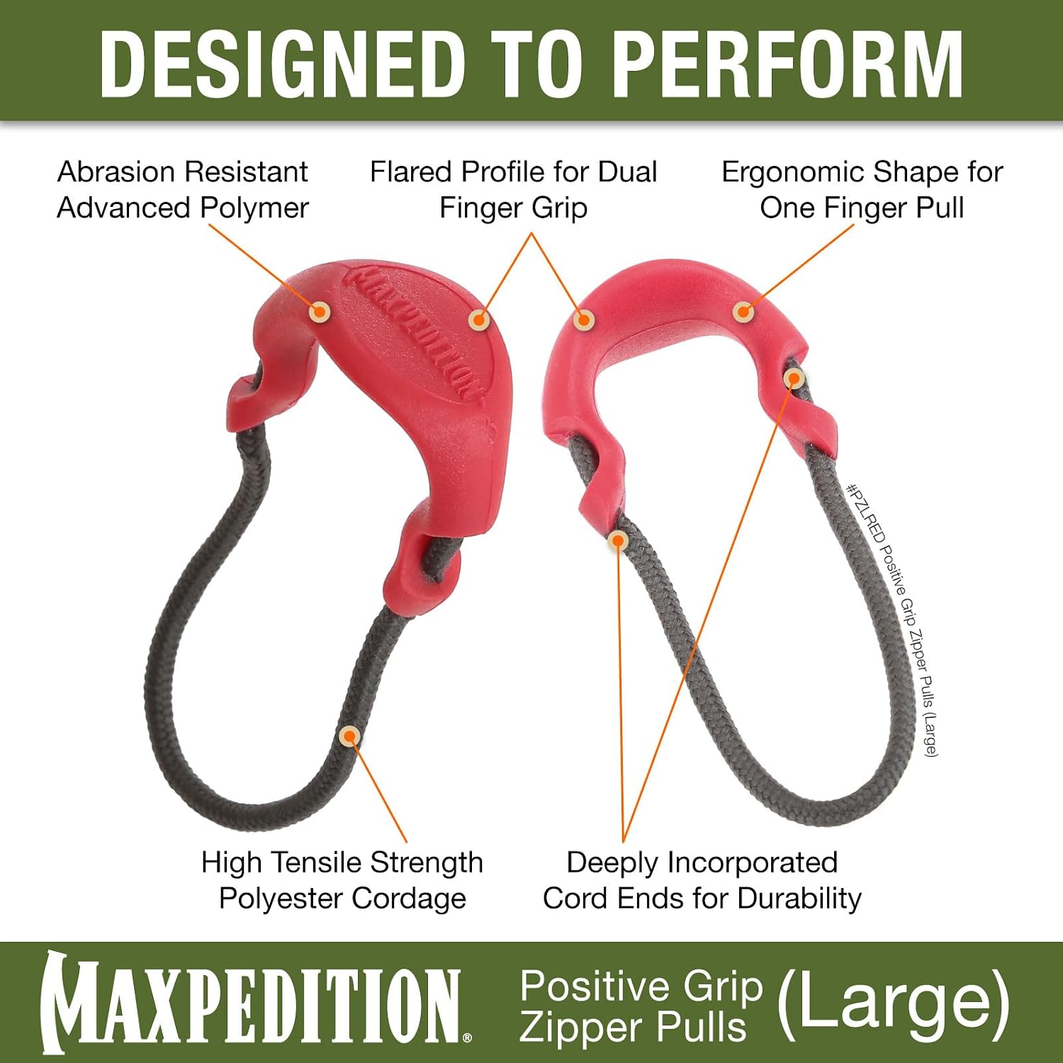Maxpedition Positive Grip Zipper Pulls (Large, EMS Red) Pack of 6, Zipper Pull Replacement for Emergency Medical Backpacks, First Aid Kits, Tourniquet Pouches, PZLRED - Image 3