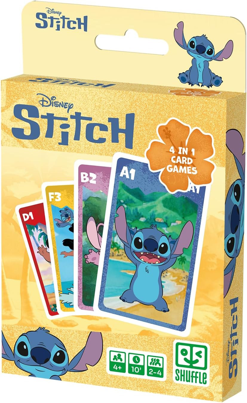 Shuffle 4-in-1 Stitch Card Game - 7 Families, Battle, Memo and Action - Disney Lilo & Stitch Card Game for Kids, Family and Friends - Ages 4+ 2 Players, Blue - Image 3