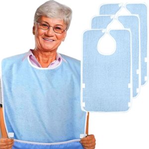 Adult Bibs for Men Women Elderly Washable Reusable Adult Bib with Crumb Catcher Adjustable Bib for Disabled Soft Mealtime Feeding Dining Bibs for Adults Clothing Protector Dining Accessories