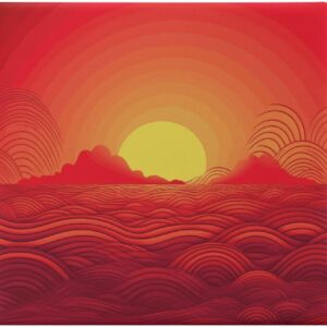 Red Sunrise Chair Cushions Non-Slip Bar Stool Cushions Ultra Soft Warm Memory Foam Meditation Cushion Removable Large Square Seat Cushions for Dining Chair 15x14In