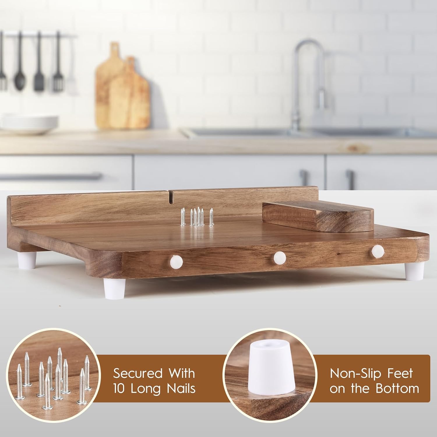 Adaptive One Handed Cutting Board with Peeler,Bread Stops & Steel Spikes - Handicap Kitchen Tools - Perfect for Amputees,Stroke Victims,Elderly - Handicapped Kitchen Board - Image 4