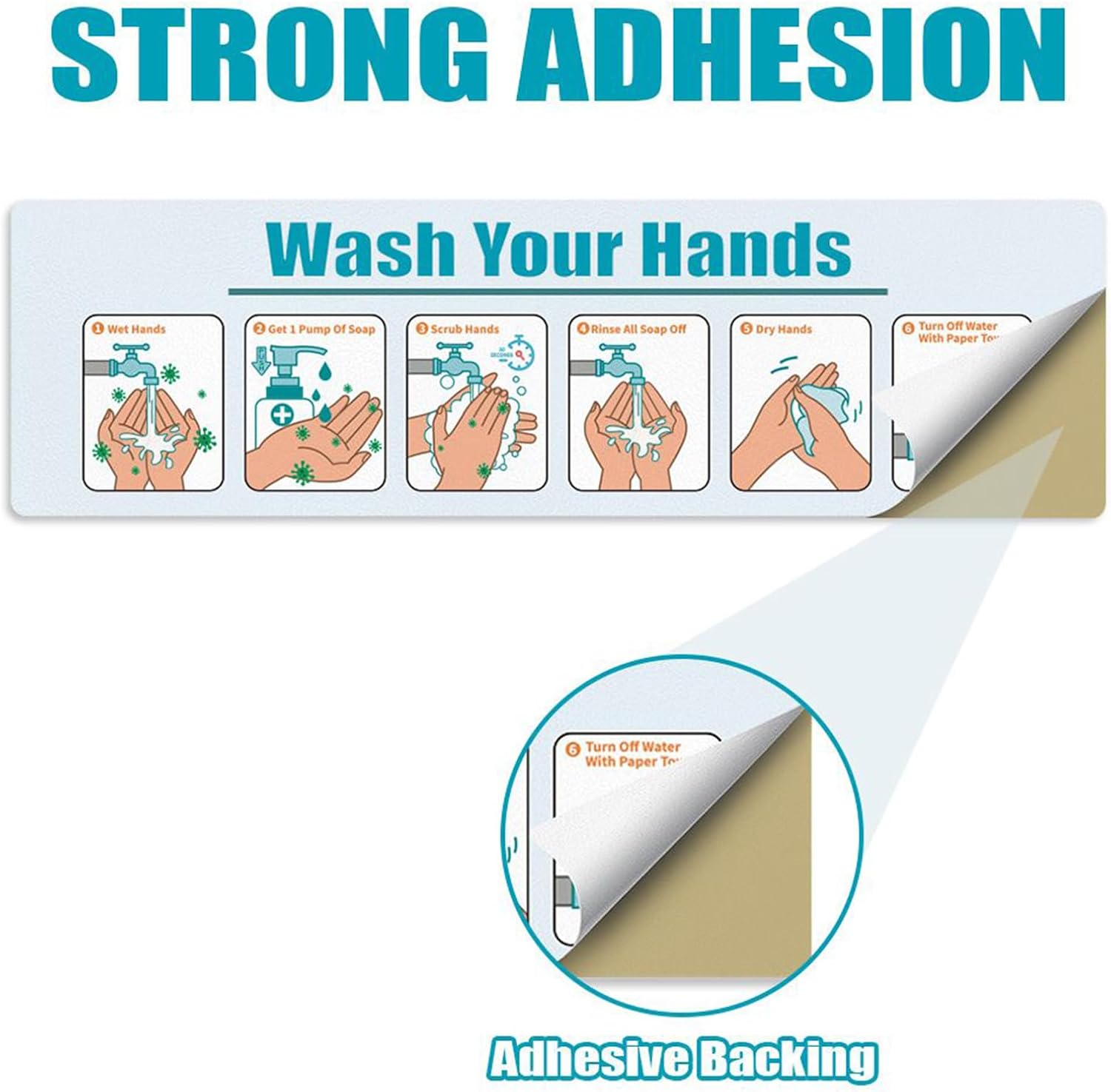 Hand Washing Instruction Label Waterproof Step By Step Guide - Image 6