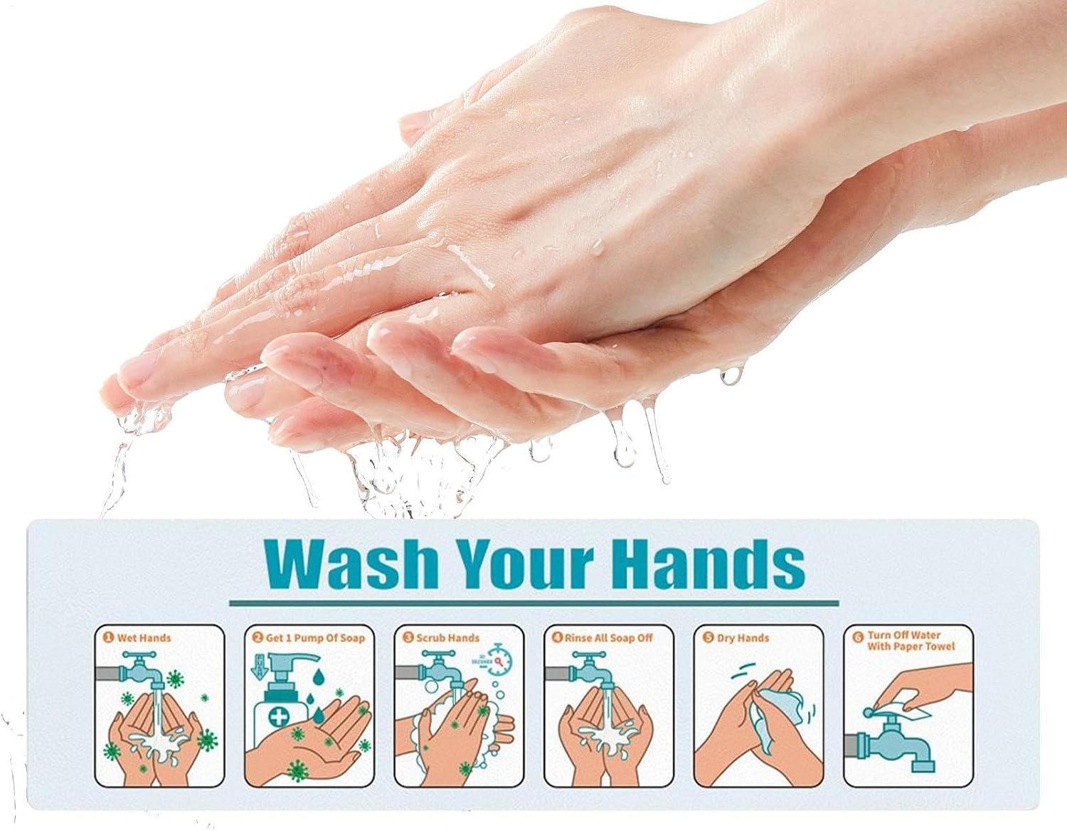 Hand Washing Instruction Label Waterproof Step By Step Guide - Image 9