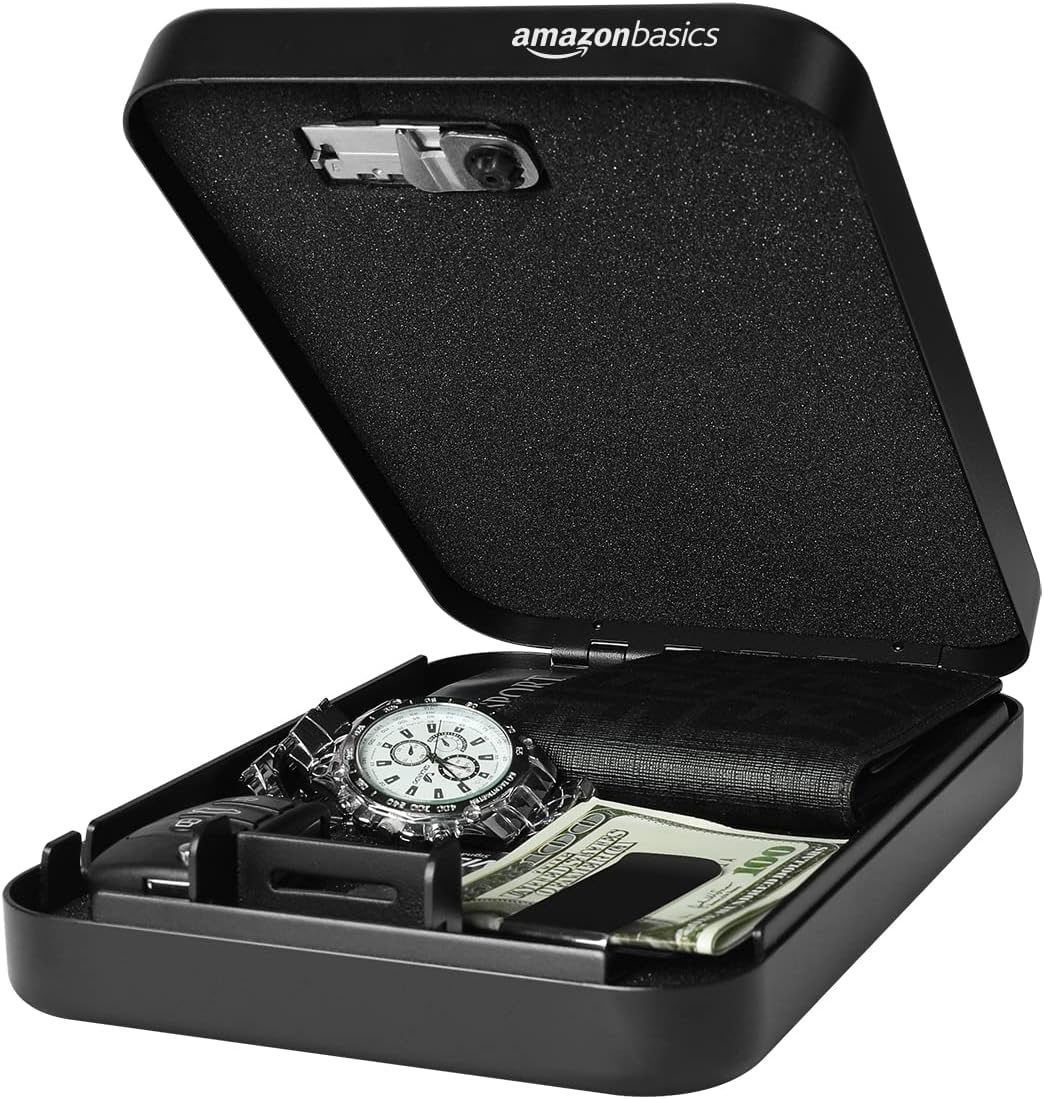 Amazon Basics Portable Security Lock Box Safe with Combination Lock for Documents and Jewelry, XXL, Black - Image 4