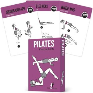 62 Pilates Cards for Men/Women: Home, Gym or Studio - 50 Exercises, 12 Stretches, 6 Training Exercises for Beginner to Advanced - Waterproof