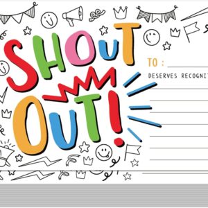 60Pcs Doodle Shout Out Cards for Employees Office Staff Teachers Students Coworkers Positive Appreciation and Recognition Reward Cards Encouragement Card for School or Work Bulletin Boards 6×4 In
