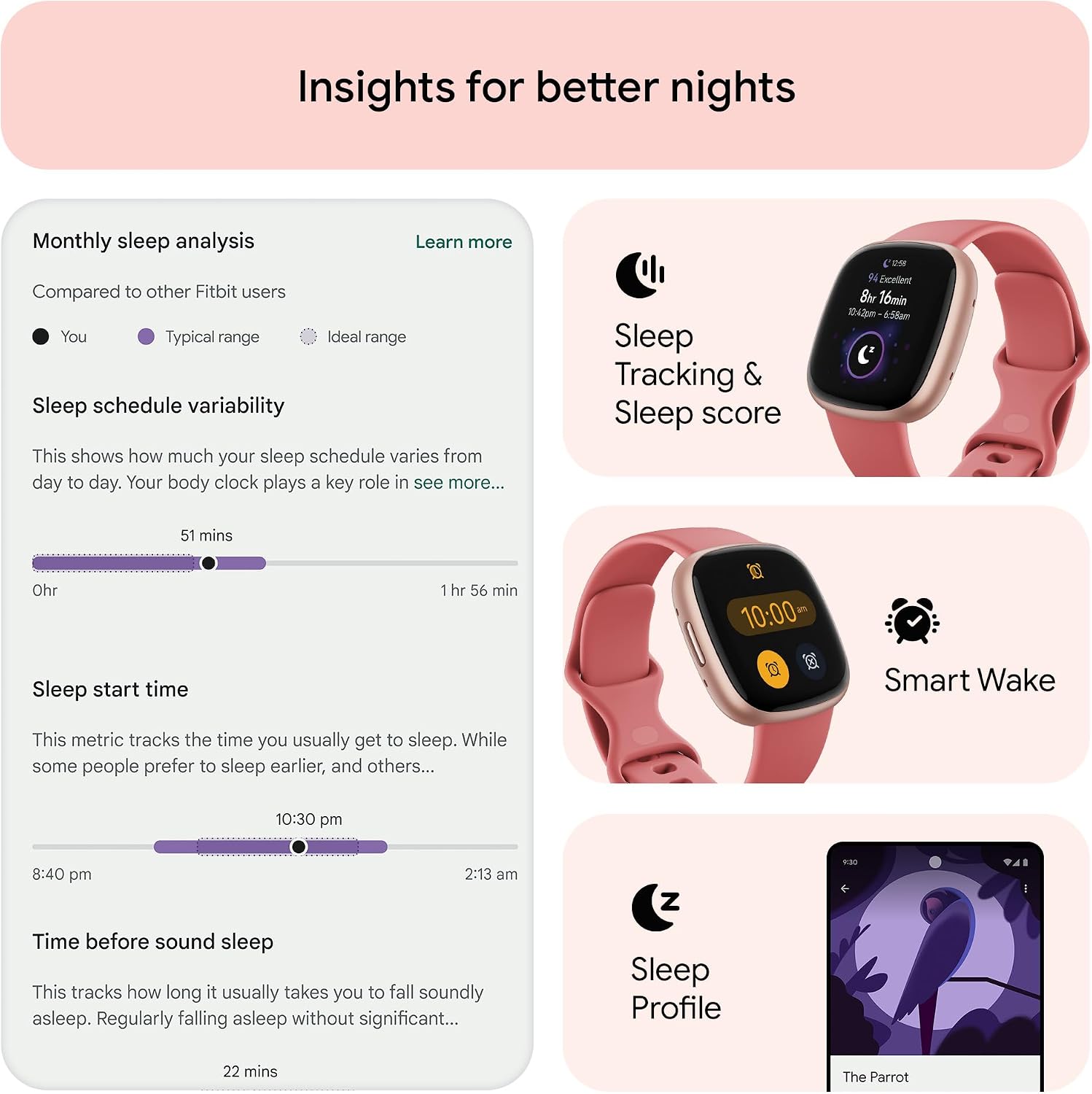 Fitbit Google Versa 4 Fitness Smartwatch with 3 Months Google Health Membership Included and up to 6 days battery life - compatible with iOS & Android, Pink Sand/Copper Rose Aluminium - Image 5