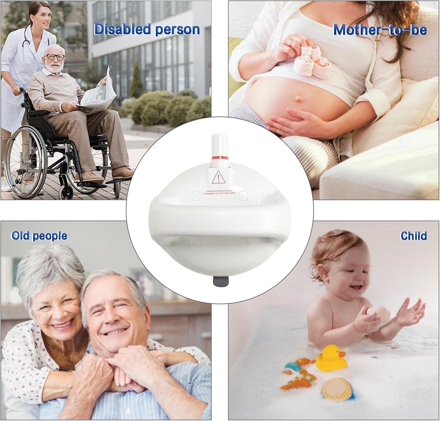 White 2024 Upgraded Shower Grab Bar, 418 Pounds Maximum Load, ABS + Rubber, Safety for Elderly/Seniors, Pack of 2 - Image 6