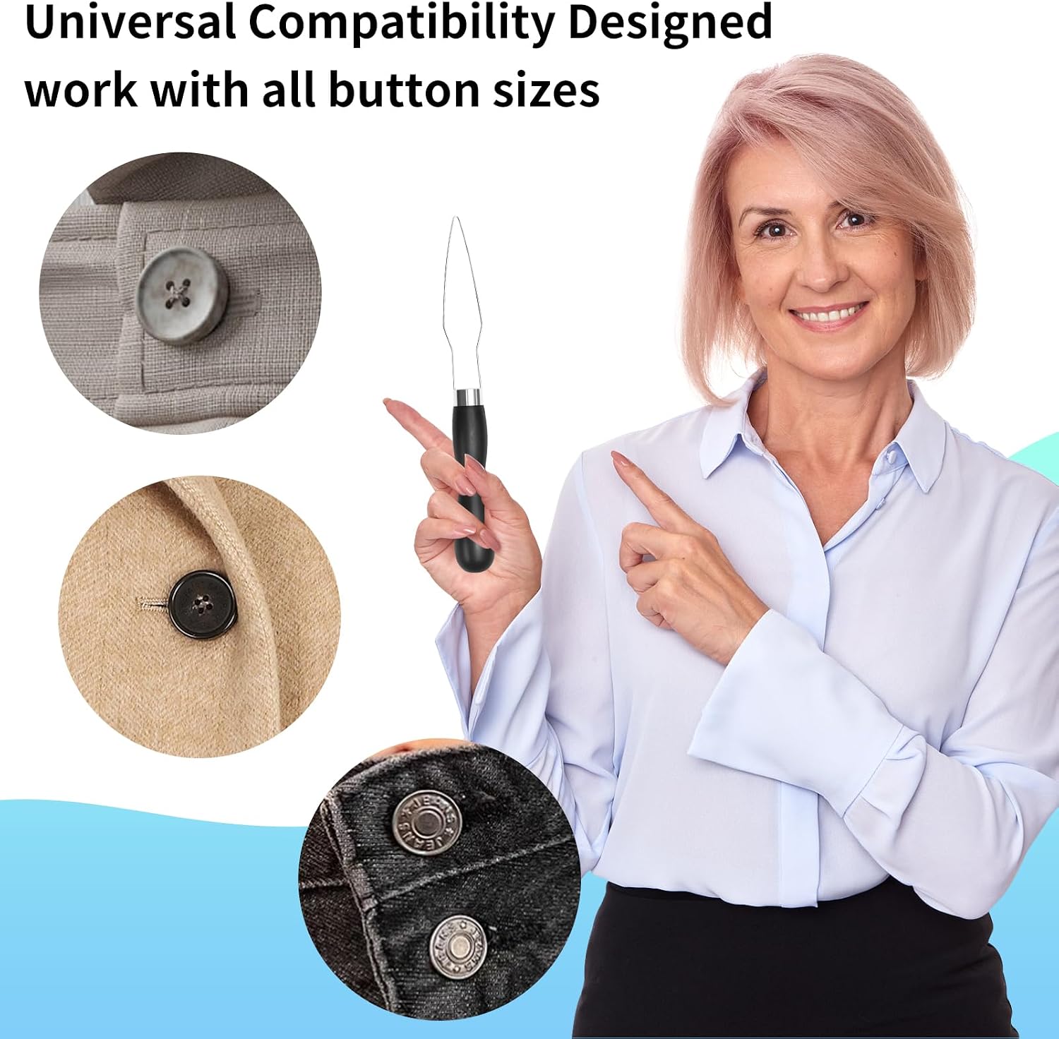 3 Pack Button Hook Tool for Seniors & Arthritic Hands - One Handed Button Assist Device with Comfort Grip Handle - Dressing Aid for Shirts, Pants, Wedding Dresses - Image 4