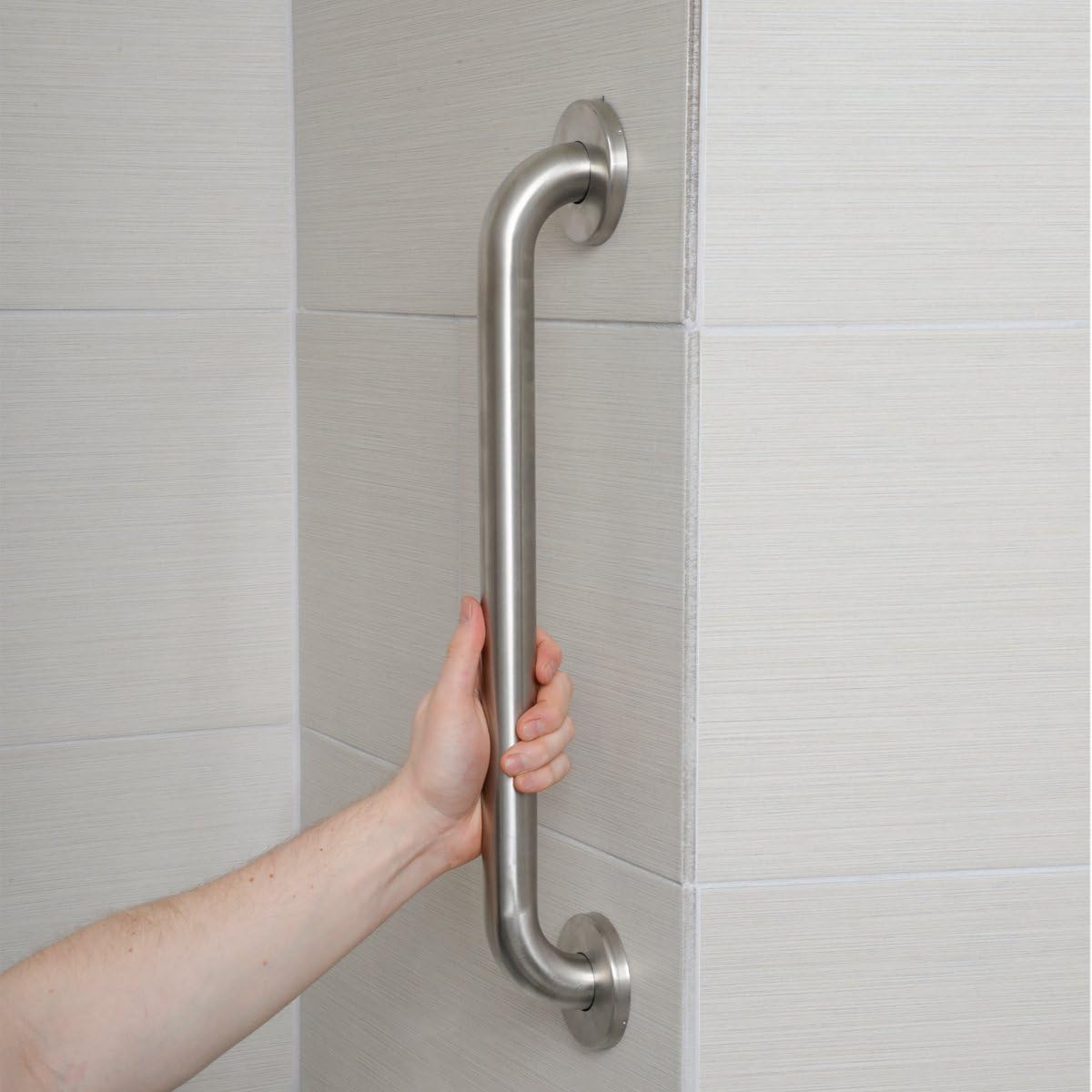 Amazon Basics Bathroom Handrail Grab Bar, 0.46 m Length, 0.03 m Diameter, Stainless Steel - Image 2