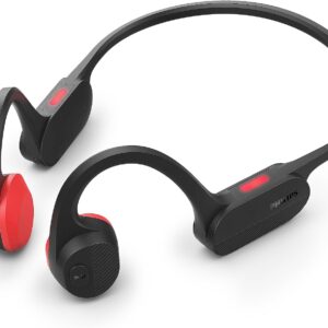 PHILIPS TAA5608BK/00 Open-Ear Wireless Sports Headphones | Bone Conduction | Bluetooth LE Audio & LC3 | IPX5 Water Resistant | Up To 6 Hours Play Time | LED Safety Lights | Microphone | Black