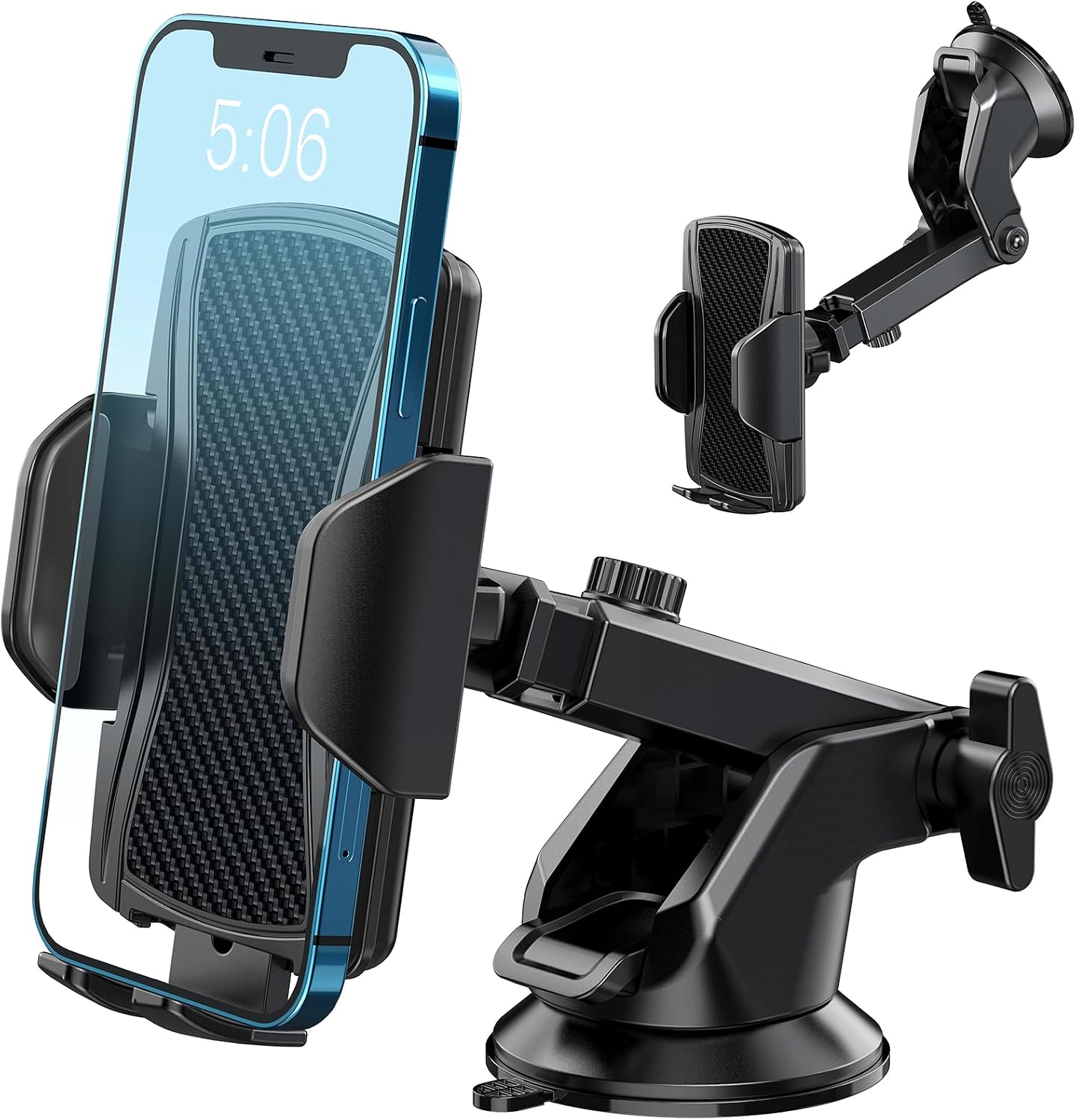 Hoppac Car Phone Holder, Ultra Strong Suction Mobile Phone Holder for Dashboard & Windscreen, 360° Rotation & One Button Release, Car Phone Mount for Smartphone 4.0''-7.0''