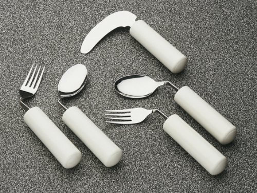 Homecraft Queens Cutlery, Angled Fork for Right Hand (Eligible for VAT relief in the UK) Adaptive Dining Utensil for Elderly, Disabled, Large Built-Up Handle for Good Grip, Dishwasher Safe - Image 2