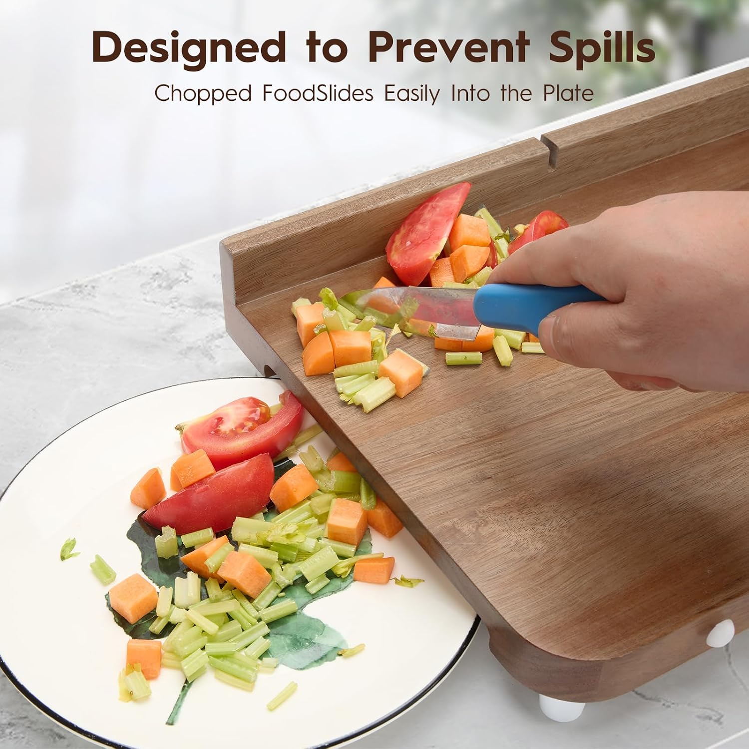 Adaptive One Handed Cutting Board with Peeler,Bread Stops & Steel Spikes - Handicap Kitchen Tools - Perfect for Amputees,Stroke Victims,Elderly - Handicapped Kitchen Board - Image 2