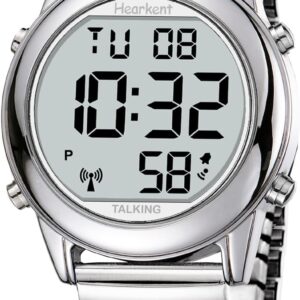 Large Digital Talking Watch English Speaking for The Blind, Elderly or Visually impaired Receives US Signals Automatic Time and Date Correction Big Numbers Easy to See Loud and Clear-Hearkent-2117M