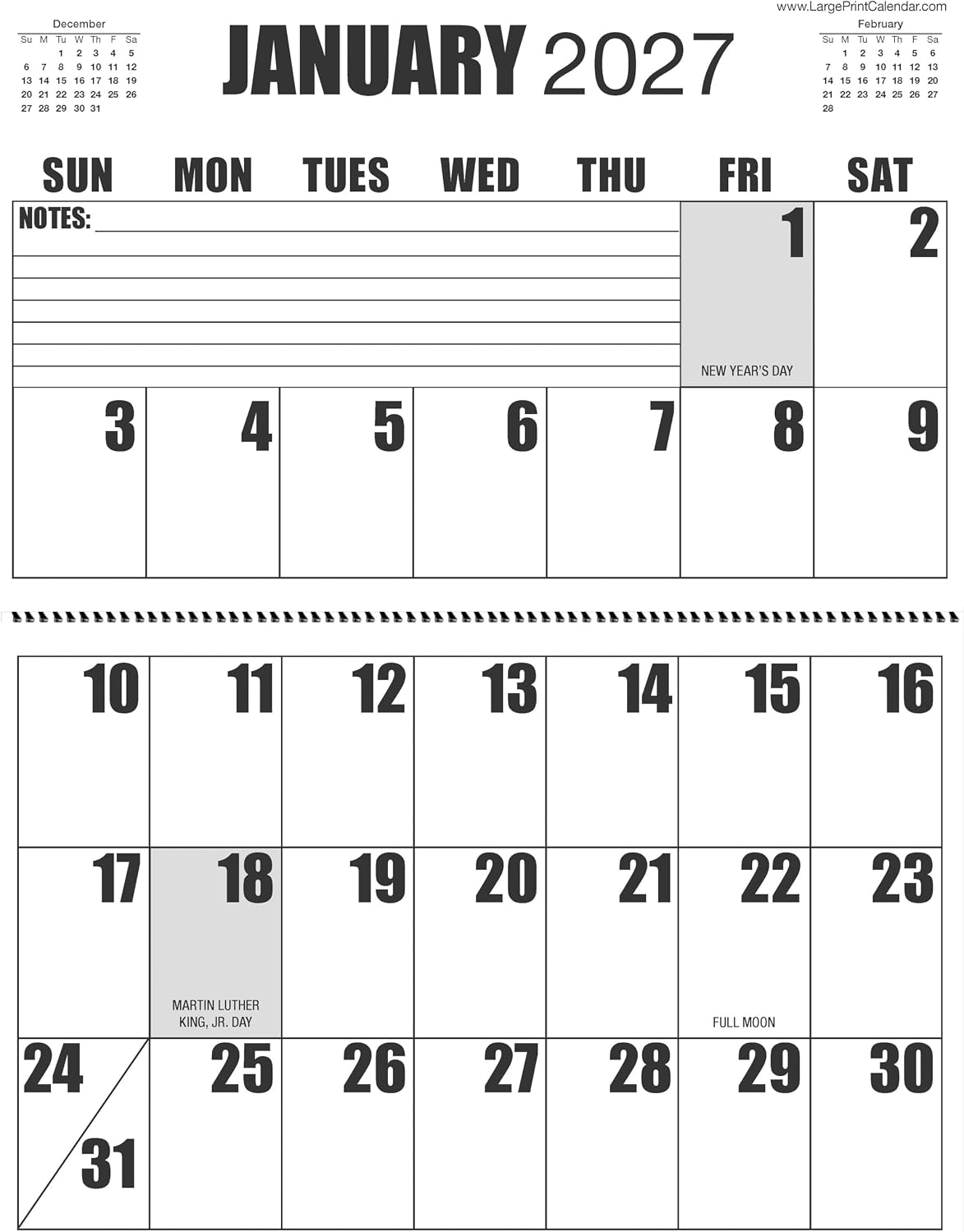 Jumbo Large Print | 2023 | Wall Calendar | 13-months - January 2023 to January 2024 | 17" x 22" when it is hanging, or 17" x 11" closed - Image 2