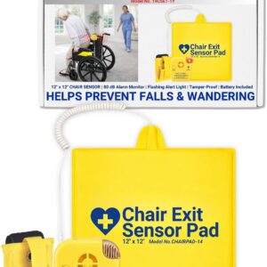 14CSET-1Y Chair Alarm System by Secure Safety Solutions – Patient Alarm Monitor with 12″x12″ Chair Sensor Pad – Wheelchair or Chair Alarms and Fall Prevention for Elderly Dementia