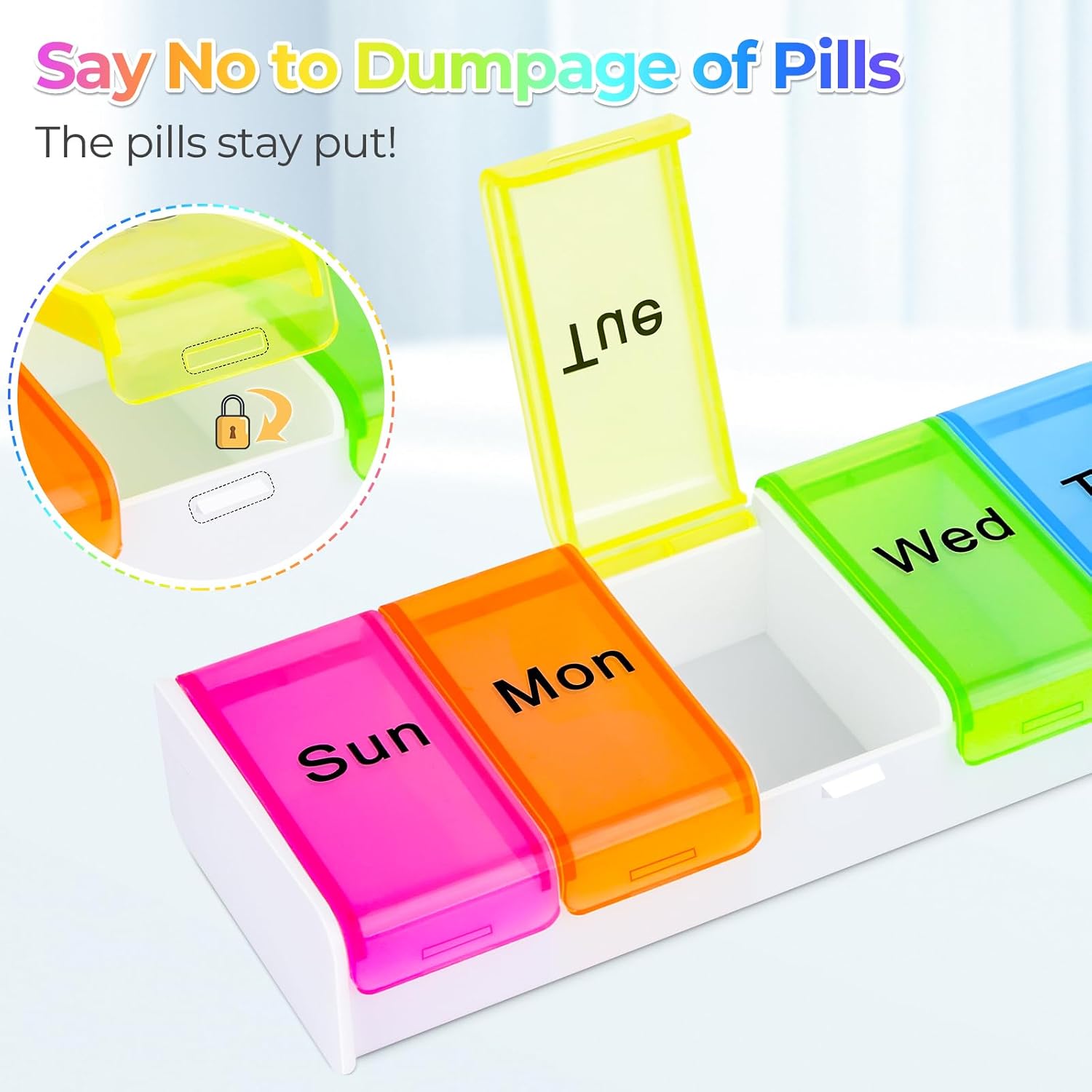 Pill Organiser 7 Day 1 Times a Day, Medication Organizer Weekly, Travel Daily Pill Box, Large Tablet Box Portable Pill Case Tablet Dispenser for Travel Work (White) - Image 4