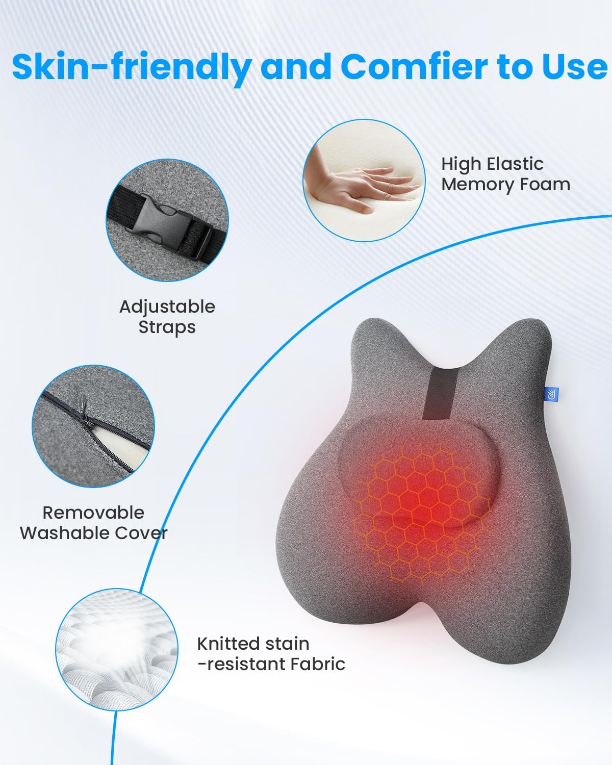 COMFIER Memory Foam Lumbar Support Cushion Graphene Heat Office Chair Use - Image 6
