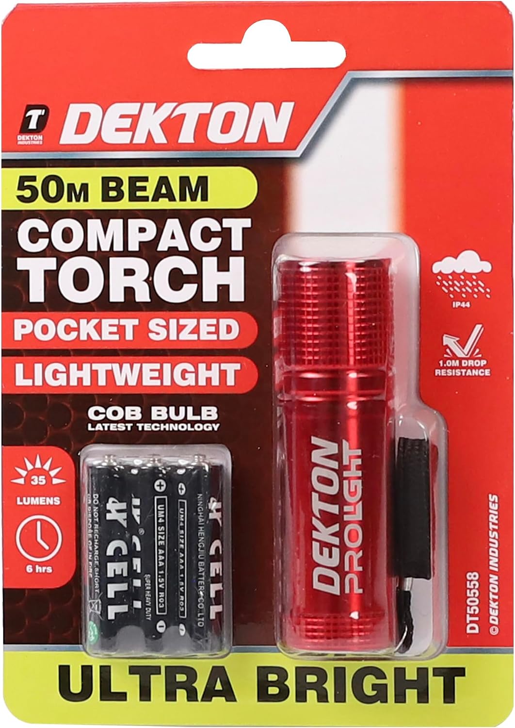 Dekton Pro Light Xf35 Trail Flash Light - 35 Lumens / 50m Distance-87mm x 27mm High Intensity LED| Tough Durable Plastic| 4 Colour Assortment| Weatherproof| Batteries Included| Comes in Form of CDU - Image 2