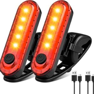 Amzpas USB-C Rechargeable Bike Tail Light for Night Riding, 120LM Super Bright LED Bicycle Rear Light 4 Light Modes, IPX5 Waterproof Cycling Safety Flashlight for Men Women Road Mountain