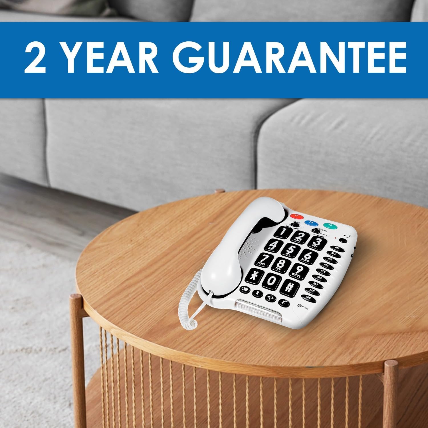 Geemarc CL100 - Big Button Corded Telephone with Loud Receiving Volume and One-touch Memories for Seniors - Hearing Aid Compatible - Low to Medium Hearing Loss - UK Version - Image 7