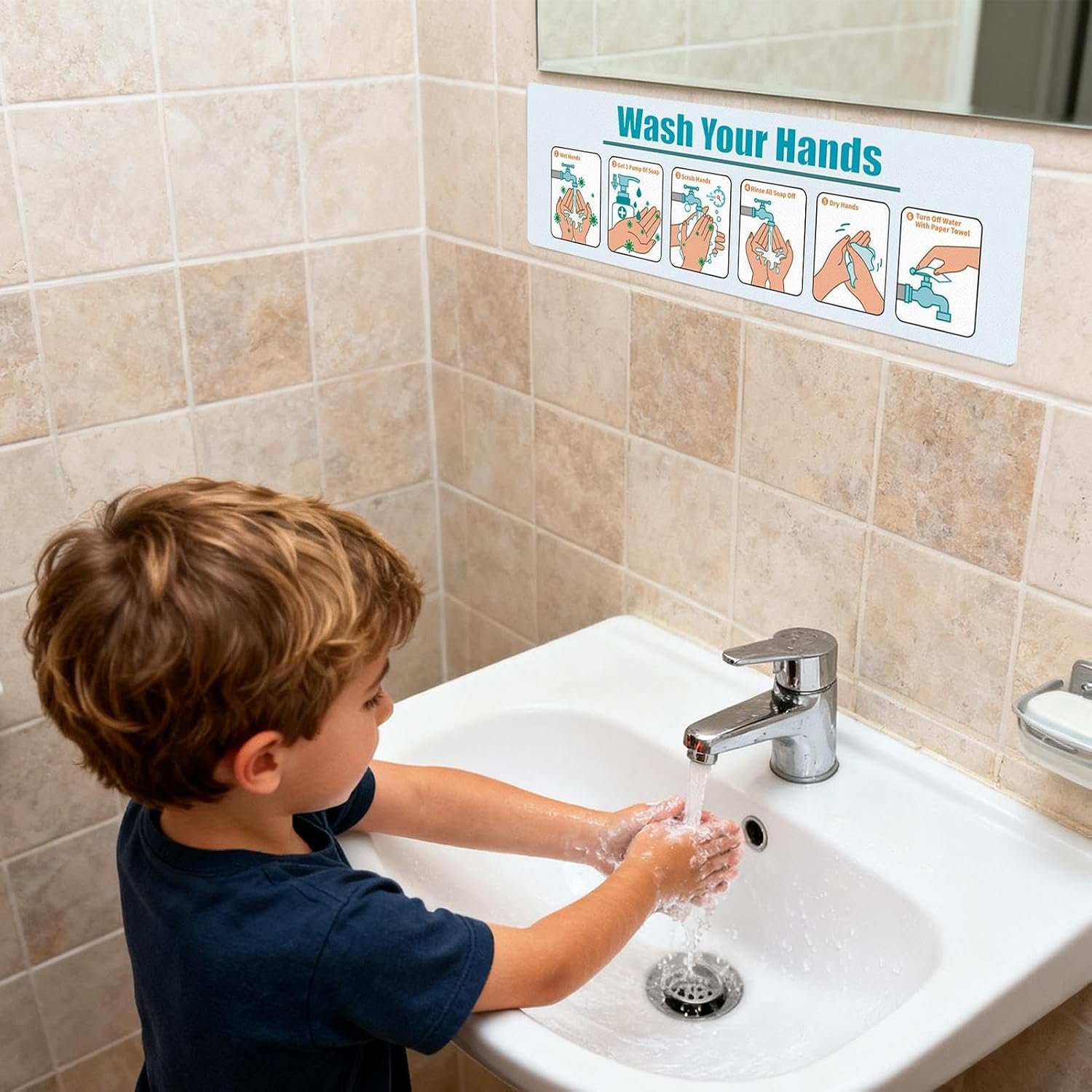 Hand Washing Instruction Label Waterproof Step By Step Guide - Image 8