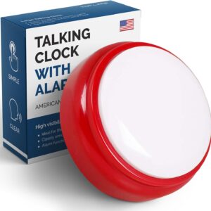 Talking Clock for The Elderly, Blind – Proper English Grammar, Neutral American Accent – Time and Date – Easy to Operate Speaking Alarm Device