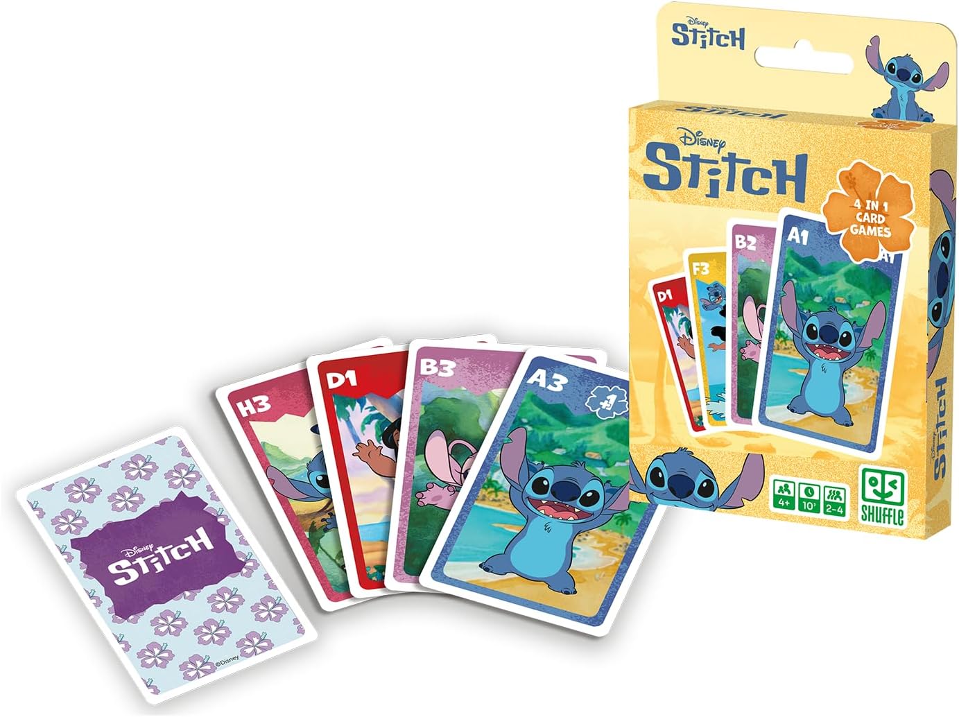 Shuffle 4-in-1 Stitch Card Game - 7 Families, Battle, Memo and Action - Disney Lilo & Stitch Card Game for Kids, Family and Friends - Ages 4+ 2 Players, Blue - Image 5