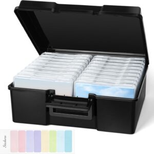 Photo Storage Box 5 x 7 Inches, 18 Inner Extra Large Photo Boxes With Dividers, Acid-Free Photo Storage Containers, Seed Organizer Craft Storage Box for Photos, Crafts, Stamps etc (Black+Clear)