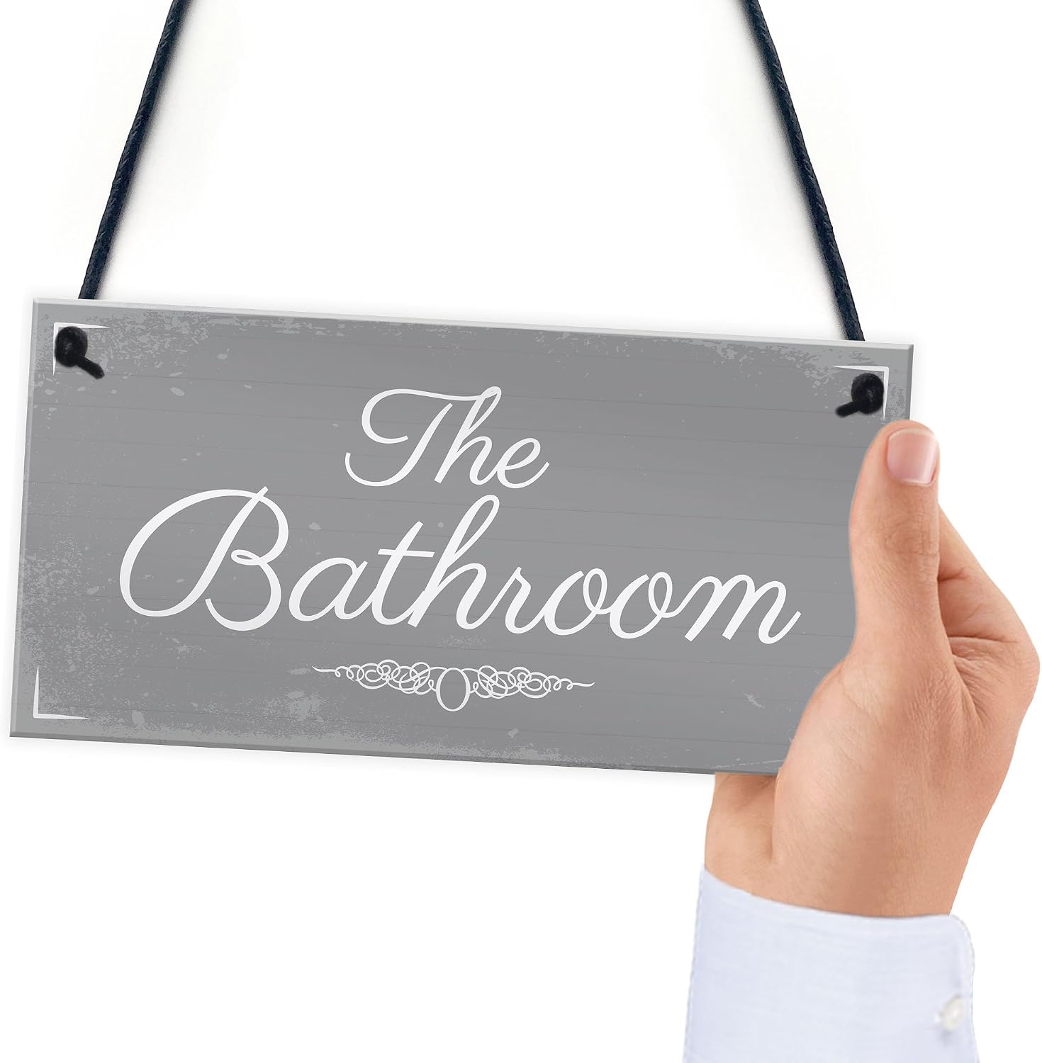 Red Ocean 'THE BATHROOM' Shabby Chic Hanging Door Sign Plaque Sign for Toilet or Bathroom The Loo Home Decor - Image 6