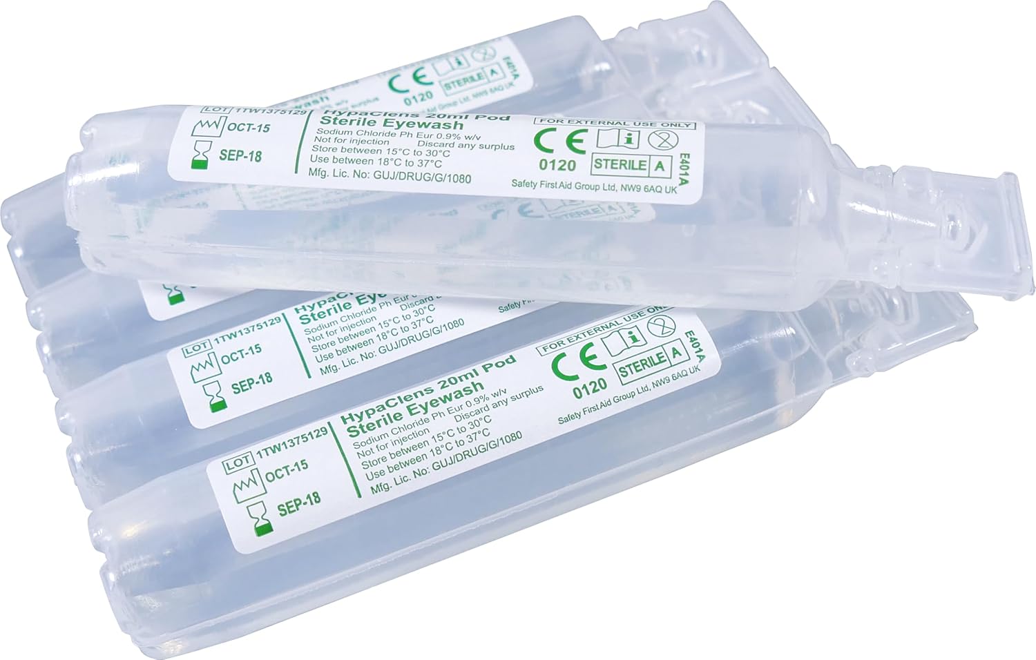 Safety First Aid HypaClens 20ml Saline Eye Wash Pods, Pack of 25 - Image 3