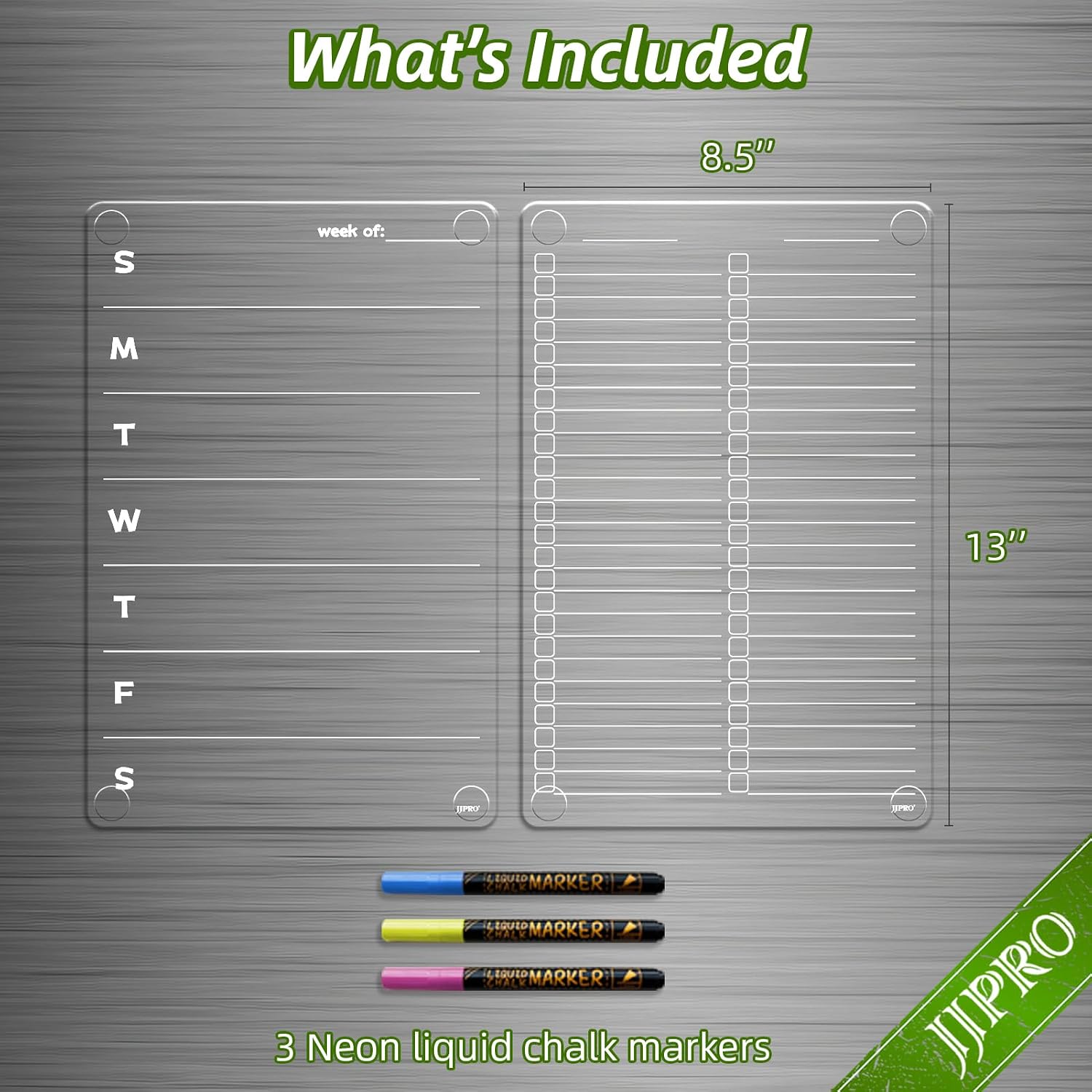 JJPRO Non-Magnetic Clear Weekly Planner & to Do List for Fridge, 8.5"x13" Dry Erase to Do List WhiteBoard,Reuasble Weekly Calendar for Refrigerator,Cabinet,Wall&Glass, All Smooth Surfaces - Image 6