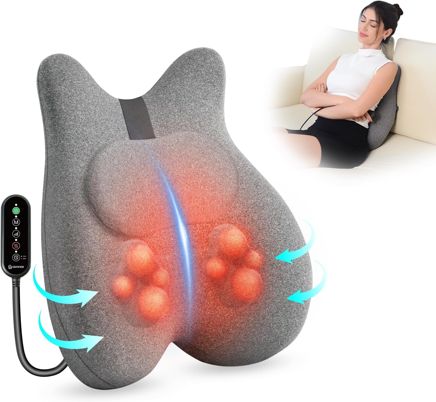 COMFIER Memory Foam Lumbar Support Cushion Graphene Heat Office Chair Use